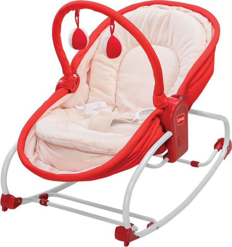LuvLap 3 in 1 Baby Rocker Napper & Chair, with Musical Vibrations with Mosquito net Rocker  (Red)
