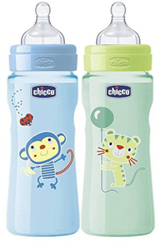 Chicco Feeding Bottle - 330 ml  (Blue & Green)