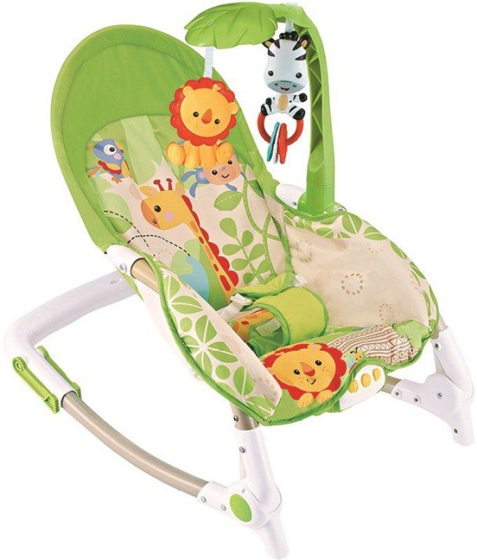 Fiddle Diddle Baby Bouncer Cum Rocker with Vibration Function, Music and 2 Toys (Zebra & Lion Green) Rocker and Bouncer  (Multicolor)