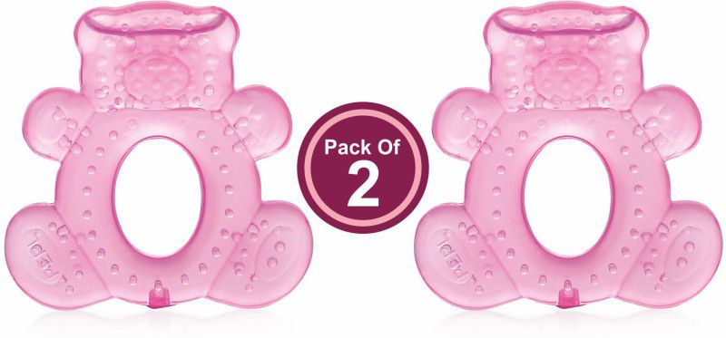 Beebaby Teddy Water Filled Teether with Carry Case, Cooling Teether, 3M+ - Pack of 2 Teether  (Teddy - Pink)