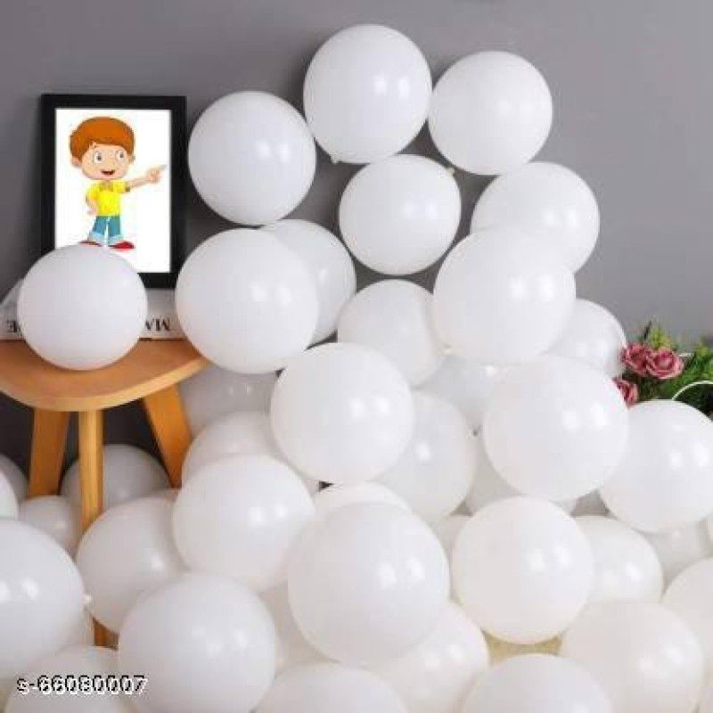AtoZ Party Supplies BALLOONS 100 White color balloons for birthday celecrations Balloon (White, Pa  (Set of 1)