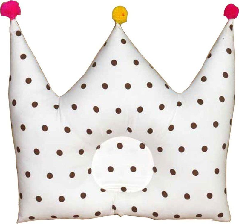 Oscar Home Polyester Fibre Polka Baby Pillow Pack of 1  (White, Brown)