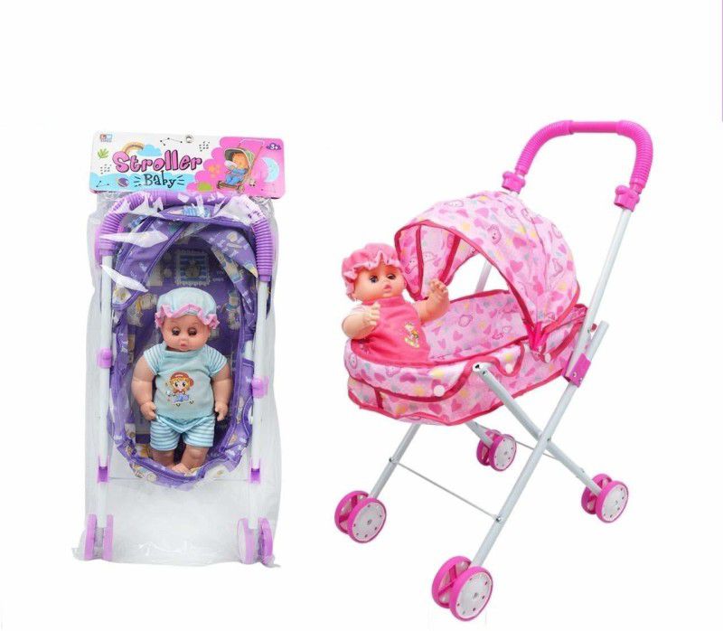 FRABJOUS SALES Kid NewToys Baby Doll Mini Stroller Real Stroller for Girls Stroller  (No Recline position, Multicolor)
