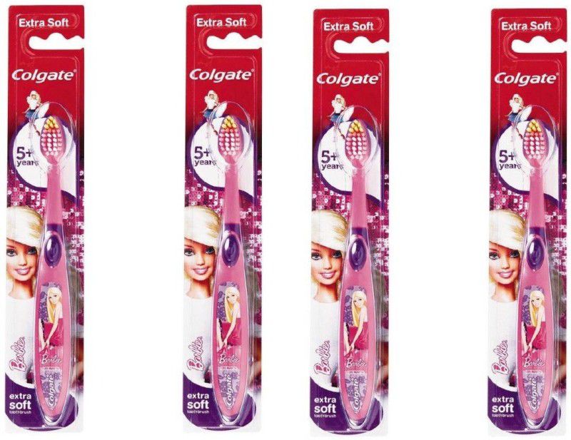Colgate kids barbie toothbrush extra fun pack of 4 Extra Soft Toothbrush  (4 Toothbrushes)