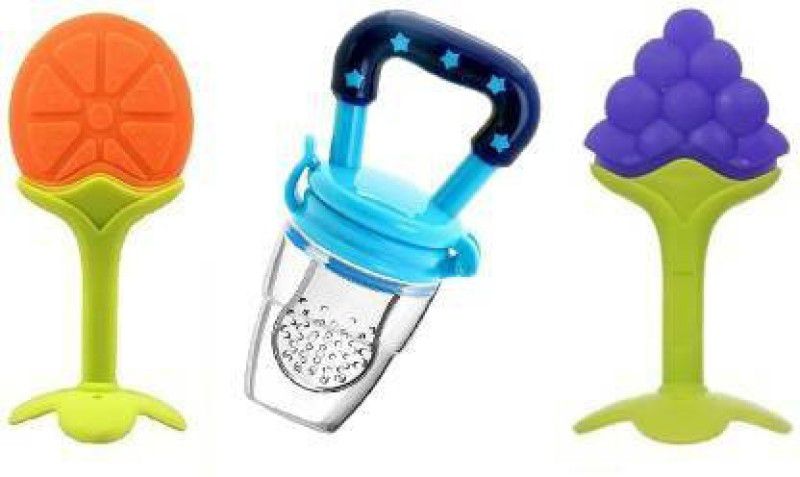 Lilz caress Food Feeder| Fridge & Dishwasher Safe || 100% BPA-Free Teether Set for Boys & Girls - PACK OF 3 - VN03 Teether  (Multicolor)