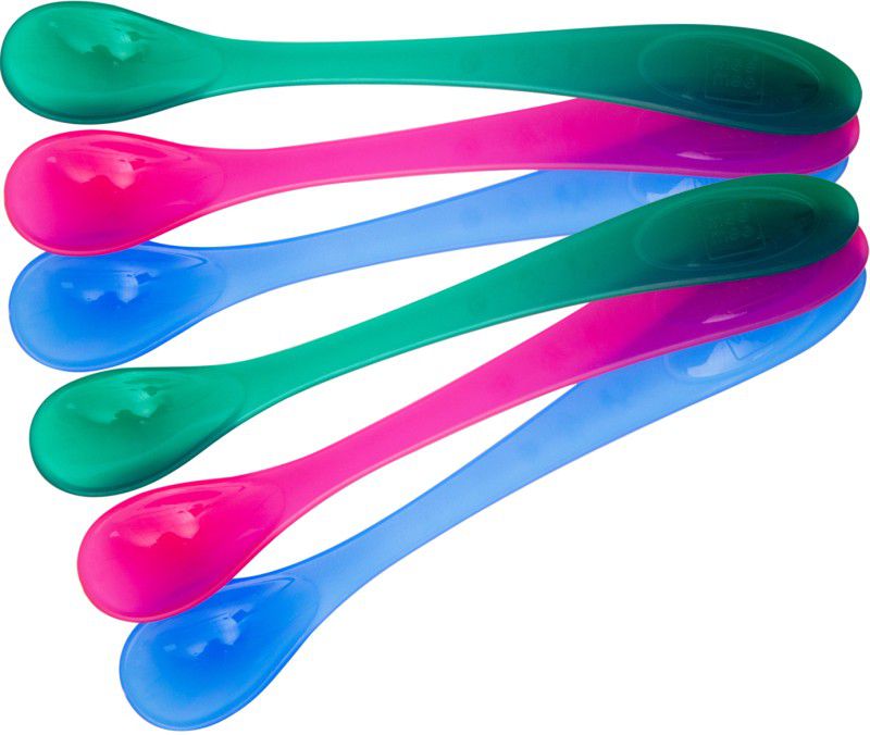 MeeMee Easy Grip Feeding Spoon (Multi , Pack of 2) (Set of 6) - Silicone  (Multicolor)