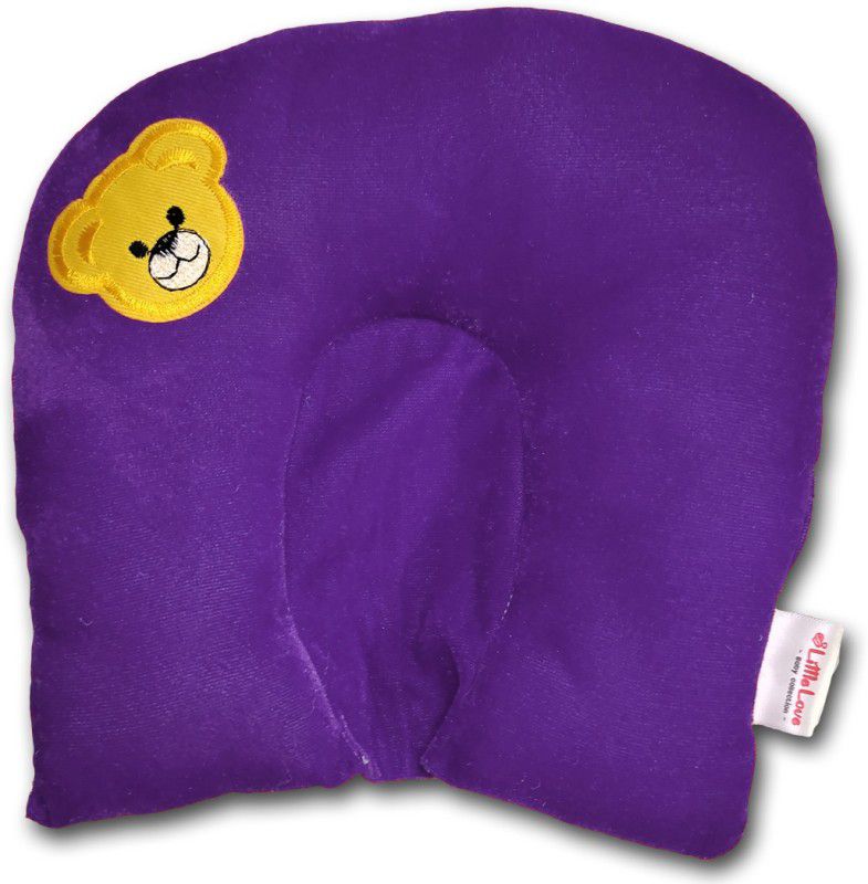 Little Love Polyester Fibre Solid Baby Pillow Pack of 1  (Purple)