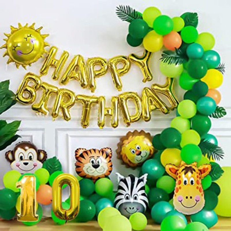 PartyJewels Jungle theme birthday decoration for boys and Girls For Tenth Birthday  (Set of 60)