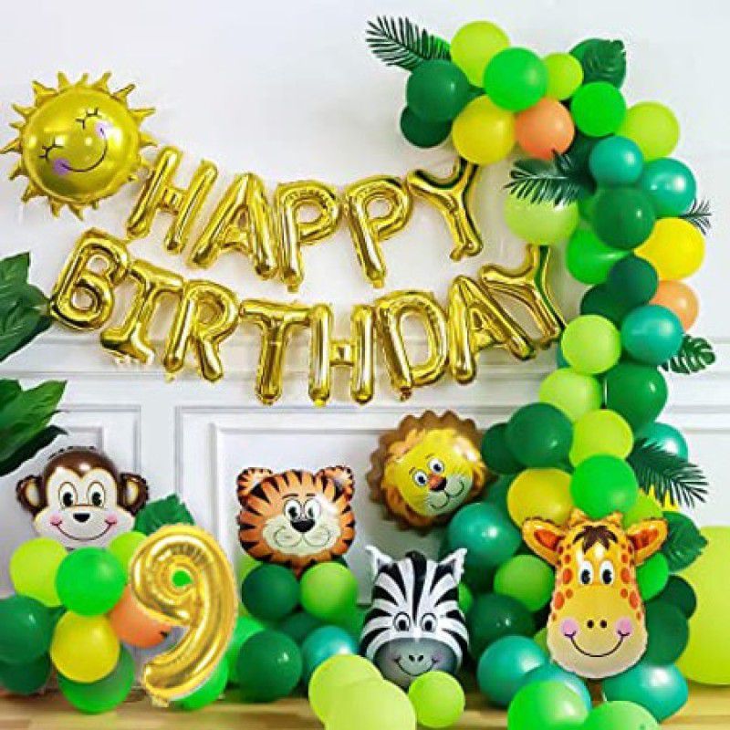 PartyJewels Jungle theme birthday decoration for boys and Girls For Ninth Birthday  (Set of 60)