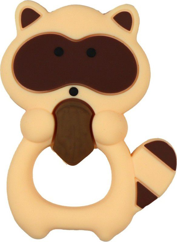 GUCHIGU Teethers for Babies BPA Free Silicone Soft Baby Toys Raccoon Shaped Baby Gum Molar Chew Toy Releive Long Tooth Pain Toodle Teething Pacifier BT2039C (6 - 12 Months, Almond) Teether  (Almond)