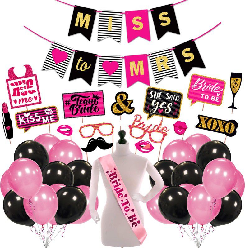 ZYOZI Bachelorette Party Decorations - Bridal Shower Decor & Bachelorette Decorations Kit Supplies - Bride to Be Sash, Banner, Photo Booth and Balloon (Pack of 42)  (Set of 42)