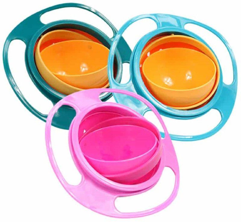 RIDOK 360 Degree Rotation Spill Proof Food Gyro Bowl for Baby Non Spill Feeding Toddler Bowl Anti Spill Kids Magic Bowl 360 Degree Rotation Spill Proof Food Bowl - Plastic  (Multicolor)