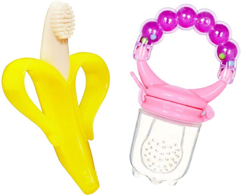 Ganpati Enterprises Baby Fruit Food Nibbler And Baby Silicone Teether 6-12 months babies Bpa Free Teether and Feeder  (Multicolor11)