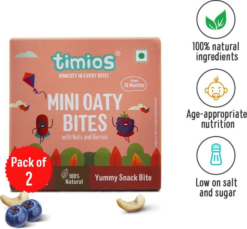 Timios Mini Oaty Bites (Chewy) Nuts and Berries for 18 months+ Baby Baby Snacks 240 g