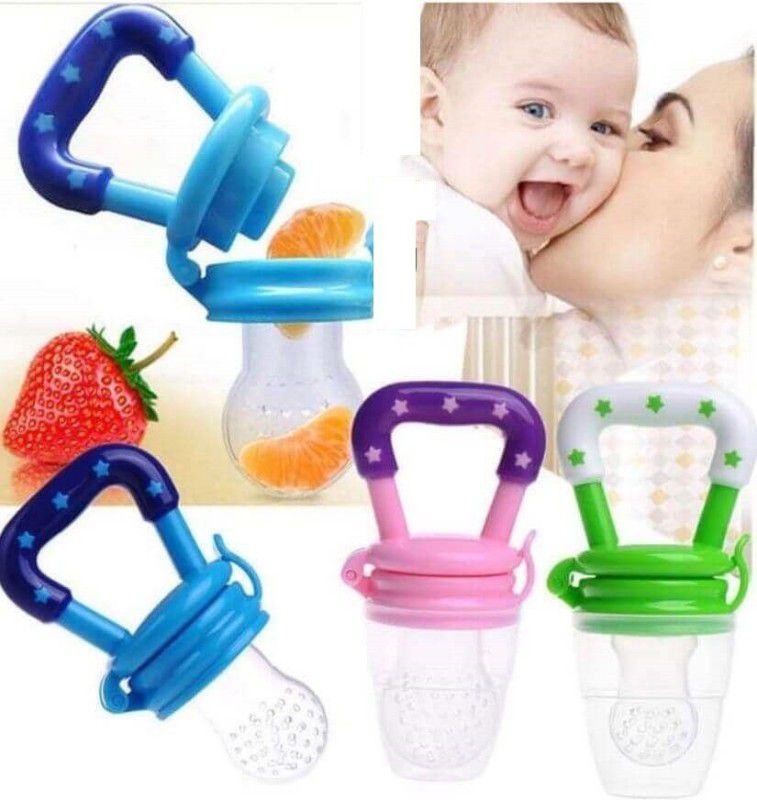 Sitrus Baby Fruit Food Feeder Silicone Baby Feeding Fruit Vegetable Bite Baby Nipple Teether and Feeder  (Multicolor, Red, Yellow)