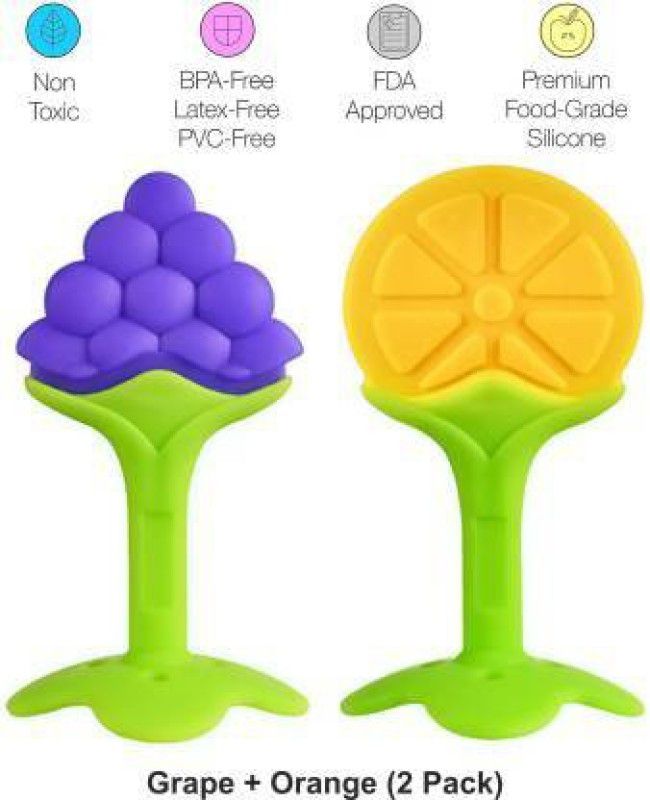 ribboon blue Silicone Baby Teether, Fruit Shape PACK OF 2 ( Multicolor) Teether  (Multicolor)