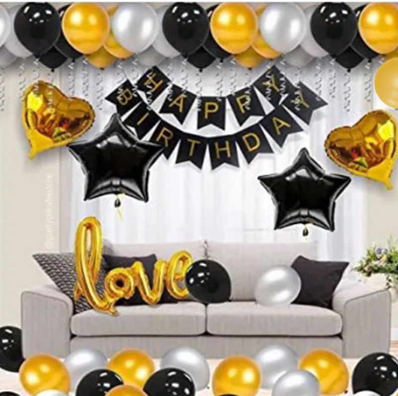 nakomoco Elegant Birthday Decoration Kit of 47pcs–For Kids, Husband, Couples, Boys,bhabhi