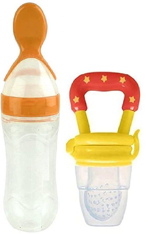 jeniry BABY SPOON BOTTLE WITH TEETHER Teether and Feeder  (Multicolor)