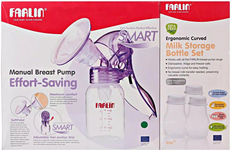 FARLIN Manual Breast Pump With 3 Pcs Milk Storage - Manual  (Purple)