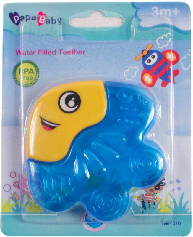 OLE BABY Cute BPA Free Tooth Gel Silicone Fish Shape Soothers Food Nibbler/Feeder/Silicon Dental Care Teether or Fruit Teether/Sterilized Water Filled Teether Age 3+ months Teether  (Blue)