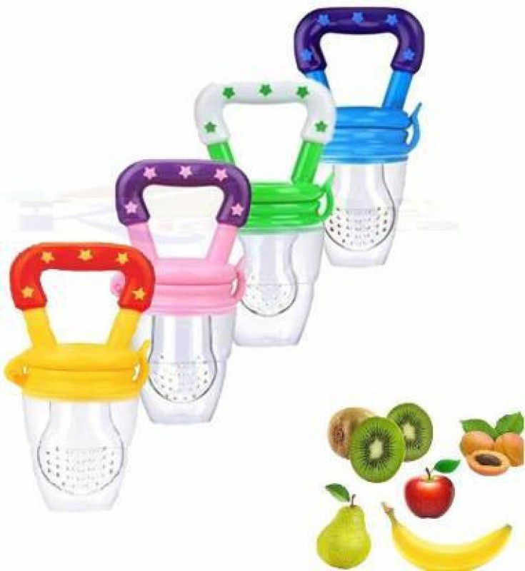 KRISHVIA Food Feeder for Kids baby boy girls BPA Free 3-12 Months BPA Free For Fresh Fruit Nibbler, Pack -4 Teether  (Multicolor)