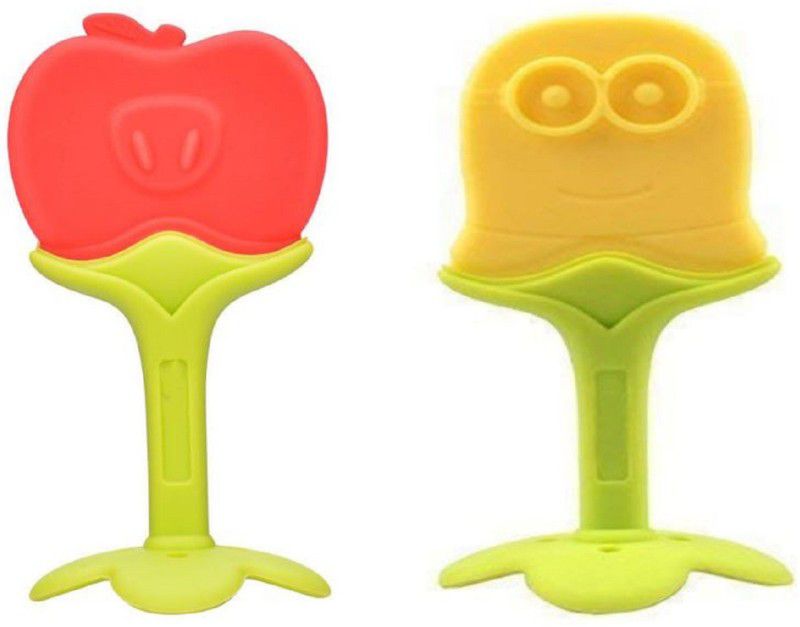 TINNY TOTS Premium Quality Baby Silicone Pacifier Teether Fruit Shape Teether and Feeder  (YELLOW,RED)