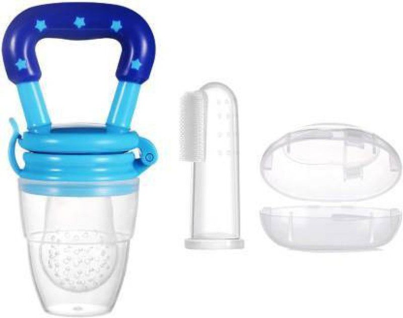 ribboon blue Food Feeder| Fridge & Dishwasher Safe || 100% BPA-Free Teether Set for Boys & Girls Feeder PACK OF 2 Teether and Feeder  (Multicolor)