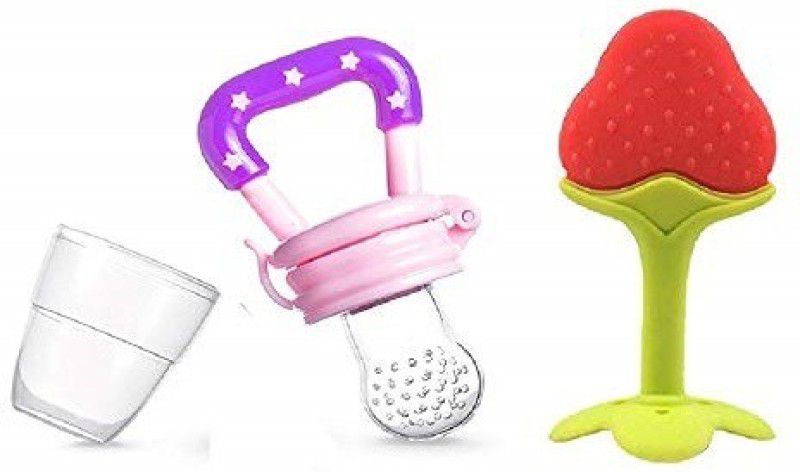 FIRST TREND Star Nibbler Fruit Shape Silicone Teether with Baby Fruit Nibbler Pacifier for Baby Teether  (Multicolor)