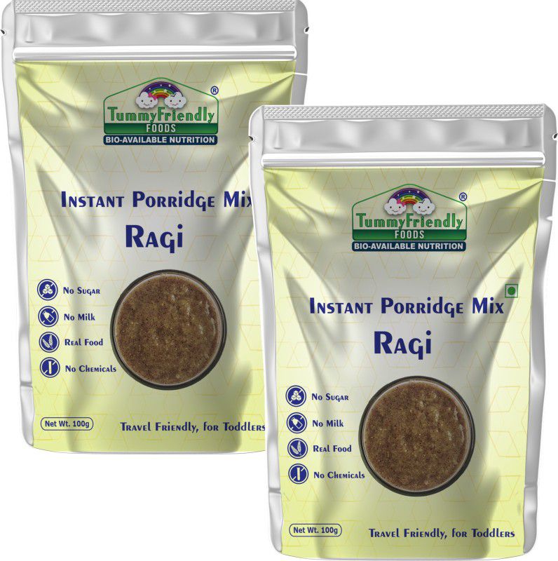 TummyFriendly Foods Instant Porridge Mix for Toddlers. Travel Friendly. Organic Sprouted Ragi Cereal  (200 g, Pack of 2, 18+ Months)