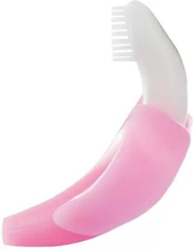 HUF & NUF Ultra Soft Bristle Baby Gum Massager Banana Silicone Toothbrush Teether Teether  (Pink)