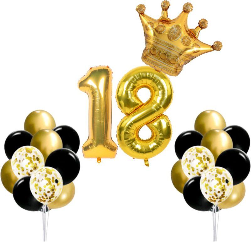 FLICK IN 18th Birthday Decorations for Boys & Girls Kit Metallic Confetti Balloons Bunch  (Set of 28)