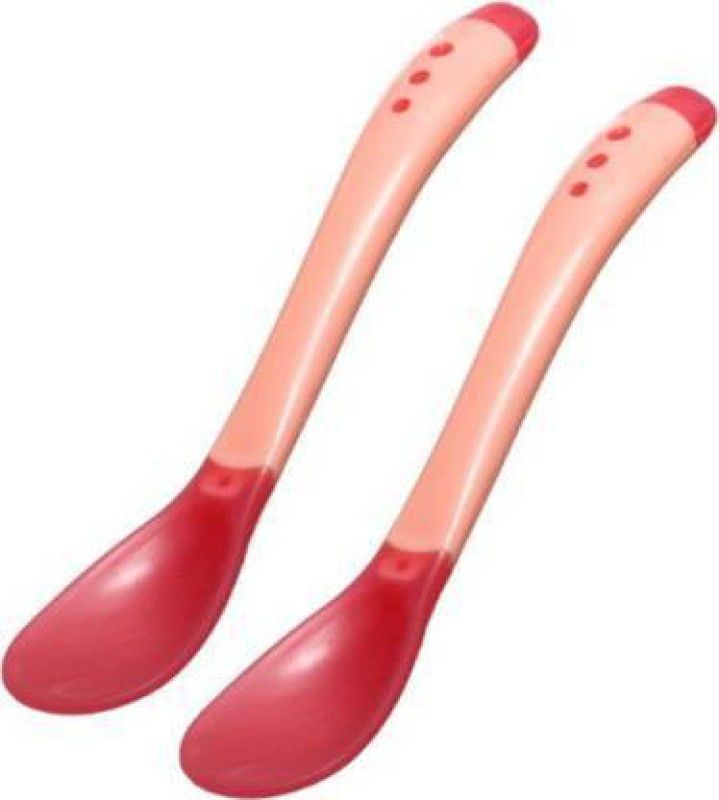 QUICKSHOP Baby Silicone Temperature Sensing Spoon, BPA Free Changing Color Feeding Spoon - Silicon  (Red)