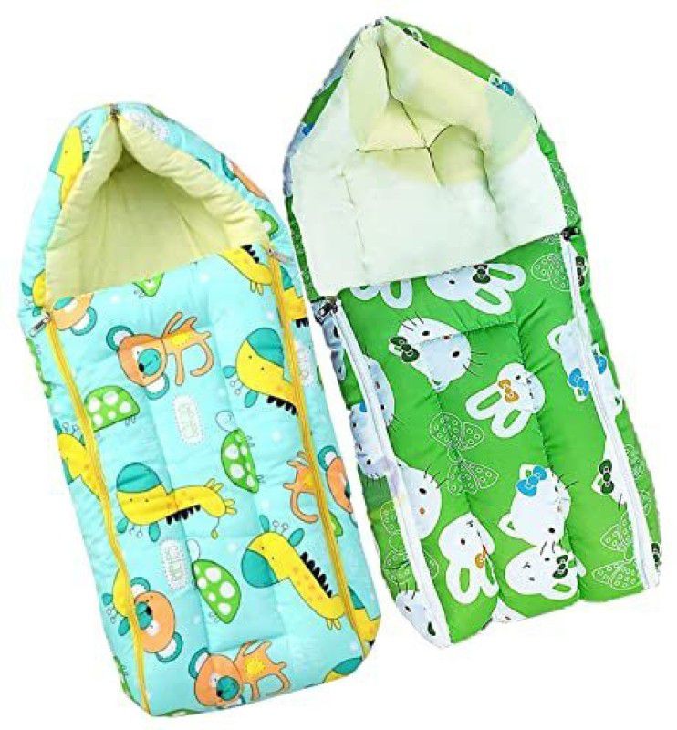 Depurika Smart Sales-Pure Soft Cotton Baby Boys and Baby Girls 3 in 1 Bed-cum Pack Of 2 Sleeping Bag  (Green)