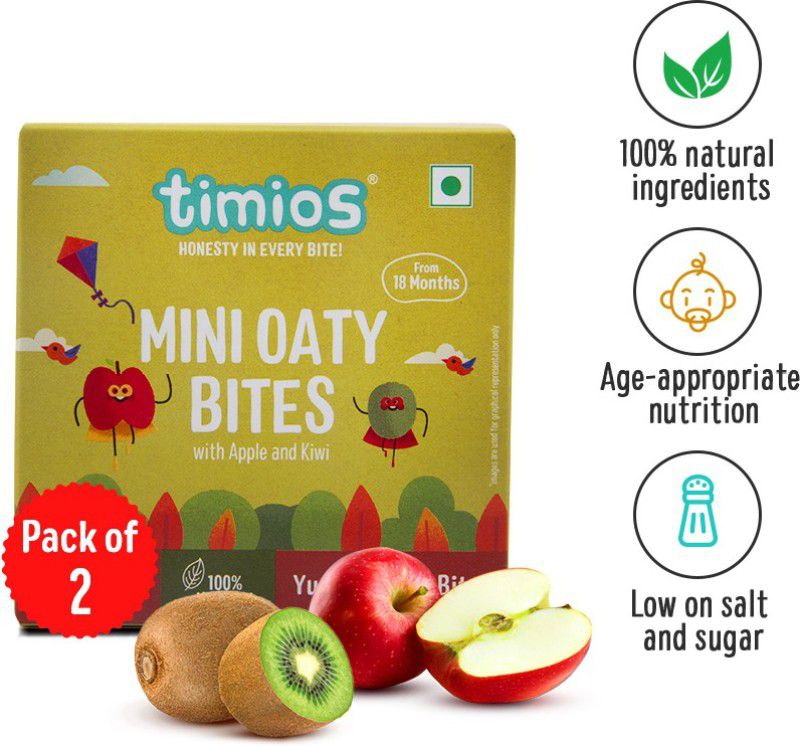 Timios Mini Oaty Bites (Chewy) Apple and Kiwi for 18 months+ Baby Baby Snacks 240 g