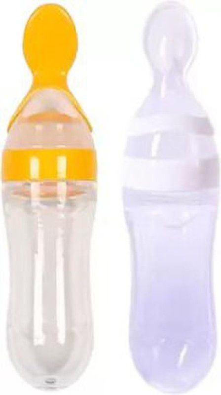 QTYPIY Baby Feeding Bottle Safe Silicone Feeding Spoon Teether and Feeder  (White)