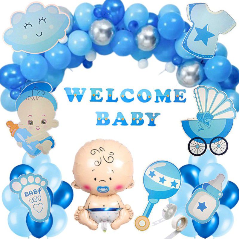 FLICK IN Welcome Home Baby Boy Decoration Kit Cutouts Baby Shower Decoration Items Boys  (Set of 52)