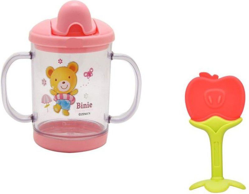 HUF & NUF Baby Teethers Fresh Fruit Teether & Cute Sippers Bottles for Kids Teether  (Pink, Red)