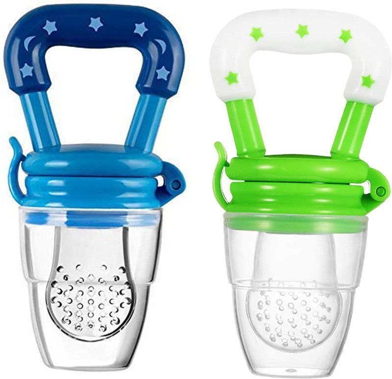 Mojo Galerie Feeding Pack 2 in 1 Fruit feeder & Teether with Extra Silicone Mesh for Babies Teether and Feeder  (Blue - Green)