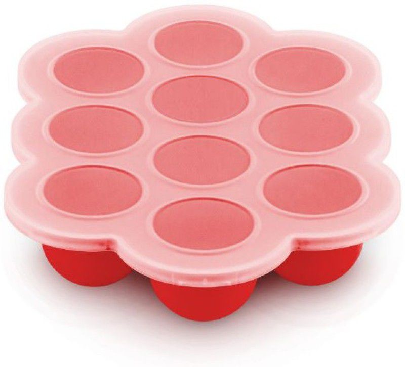 GOLDFINCH Baby Food Storage Containers Weaning Moulds Jars Freezer Trays with Lid (1Piece) - Silicone  (Red)
