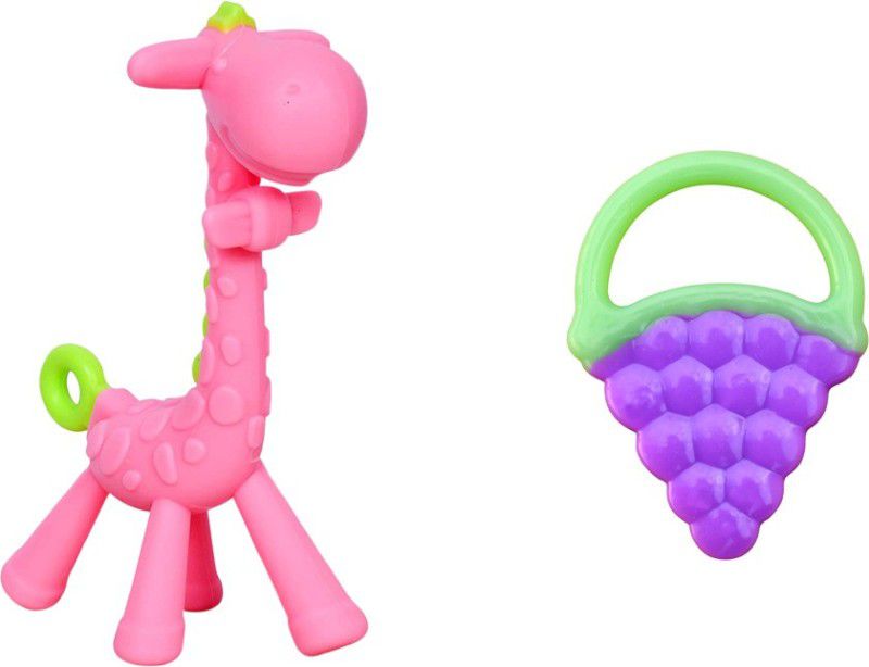 Minifellas Grape Soother & Giraffe Teether  (Pink)