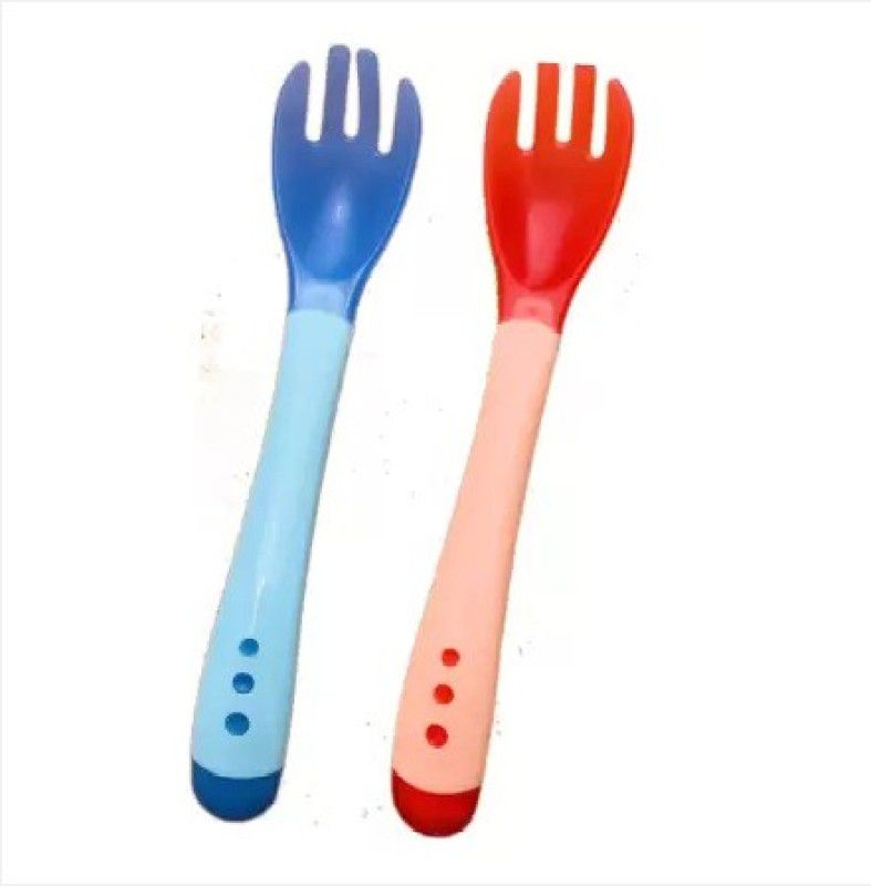 Honey Shopee Silicone Tip Heat Sensitive Silicone Spoons | Temperature Sensing Spoons | Spoon Set - Pack of 2 - sillicon  (pink red)