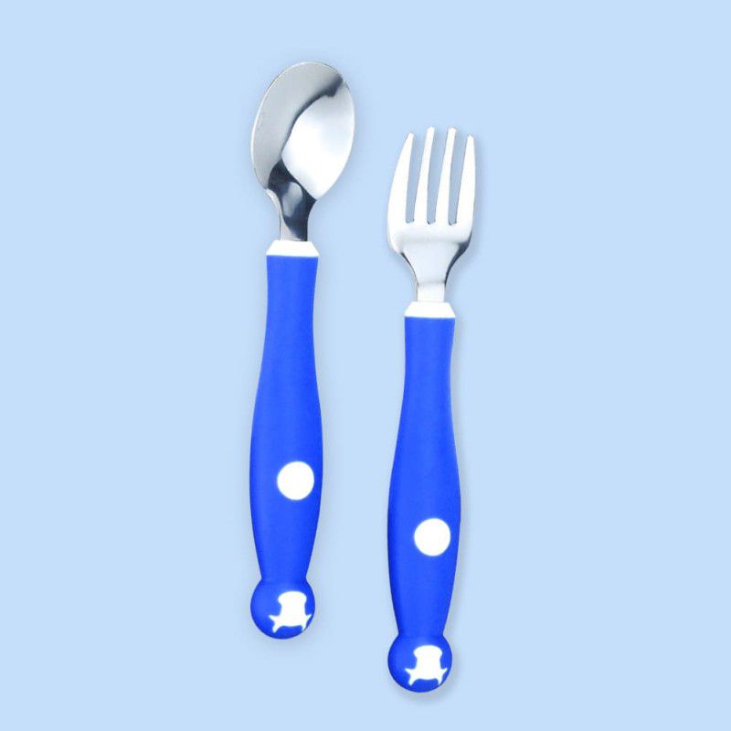 StarAndDaisy Baby Silicone Spoons for Baby and Kids Microwave Dishwasher BPA Free Safe set 2 - Silicone  (Cutlery Spoon Dark Blue)