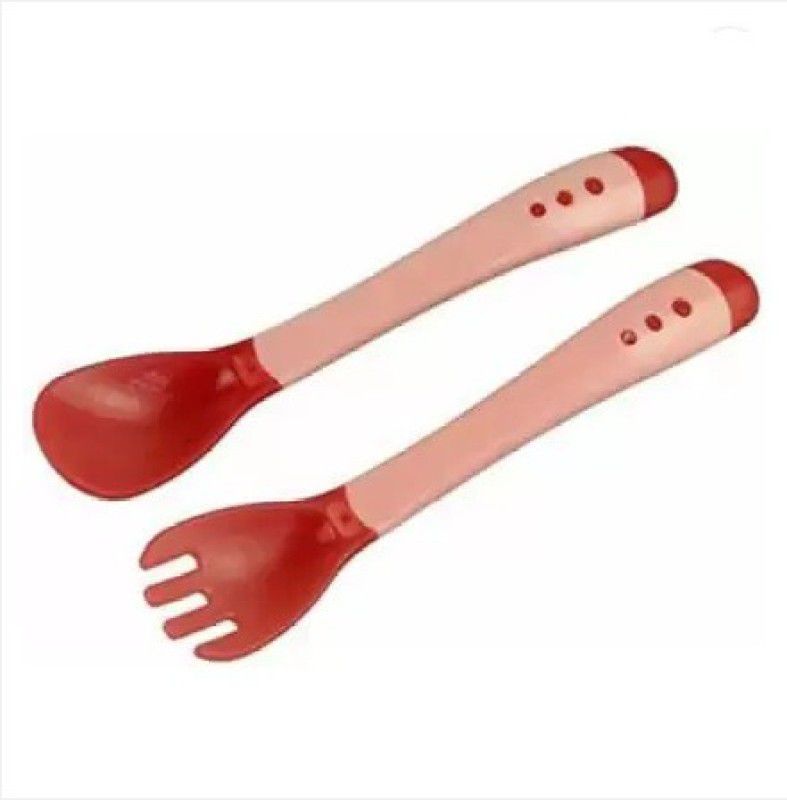 Honey Shopee Silicone Tip Heat Sensitive Silicone Spoons | Temperature Sensing Spoons | Spoon Set - Pack of 2 - sillicon  (Maroon)