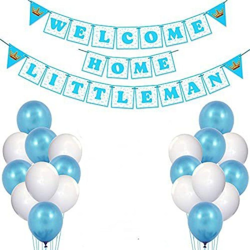 ZYOZI Baby Boy Welcome Home Decoration Kit Banner with Balloons for Baby Shower / Welcome Party / Birthday Party Supplies(PACK OF 26)  (Set of 26)