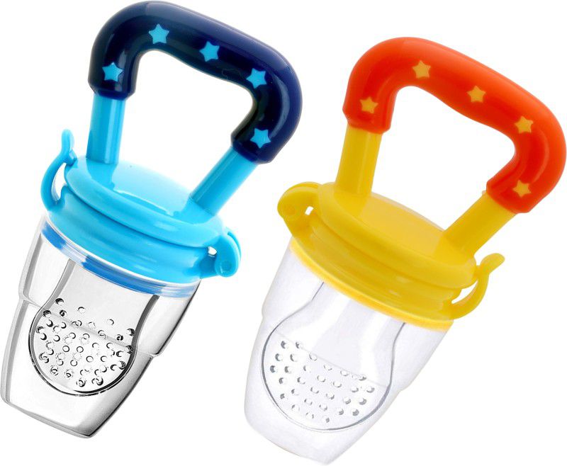 mastela Fruit/Food Feeder/Pacifier/Nibbler with Silicon Mesh in Box Packing (Blue & Yellow, Pack of 2) Teether and Feeder  (Blue & Yellow)