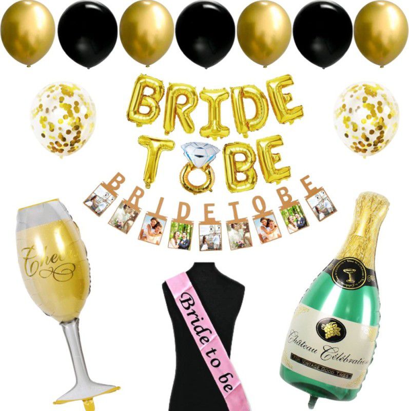 FLICK IN Bride to Be Decoration Set with Sash Ring Balloon Bridal Shower Decorations Kit  (Set of 35)