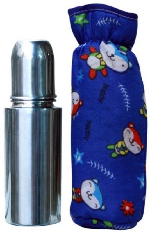 KRISHVIA Steel Feeding Bottle and Free Bottle Cover For Baby - 250 ml  (Silver)