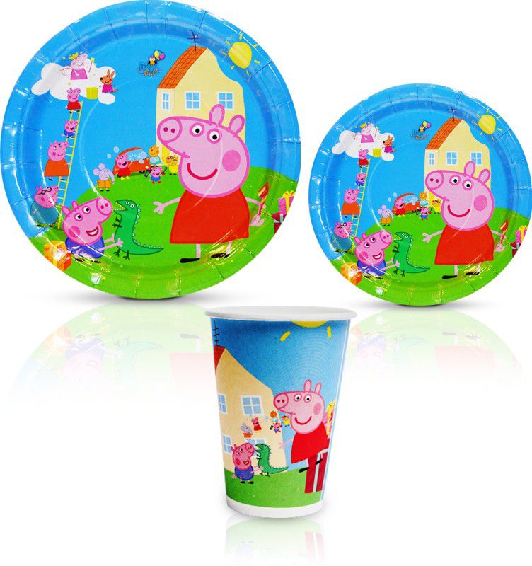 party owl Birthday Party Cup and Plates Peppa Theme - Serves 10 Guests  (Set of 30)