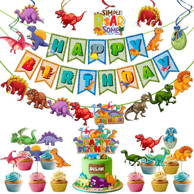 ZYOZI Dinosaur Birthday Party Supplies,19 Pcs Dinosaur Party Set for Boys and Girls,  (Set of 19)