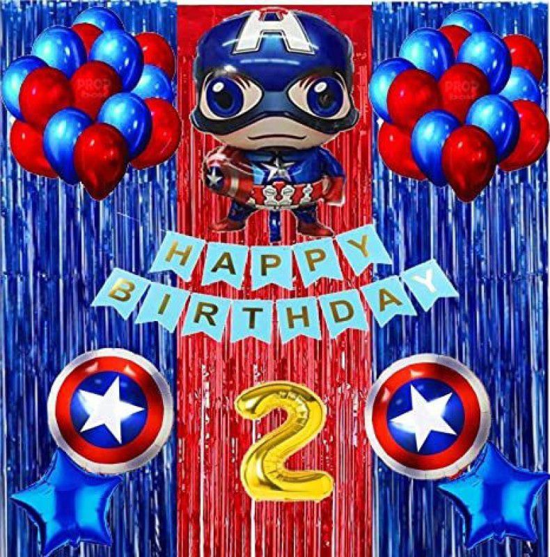 PartyJewels Captain America Theme Birthday Decor Item or Kit - 39pcs (2 happy birthday)  (Set of 39)